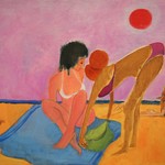 Bathers on Blue Blanket in Benidorm